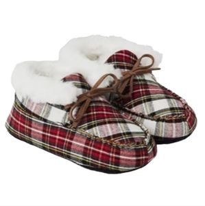 Unisex Gymboree Plaid Moccassin Booties Size Toddler 7-8